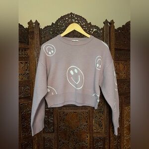 Altar’d State Smiley Face Mauve Sweater size M